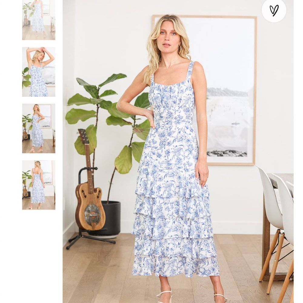 For the Frill of It White Floral Print Ruffled Maxi Dress